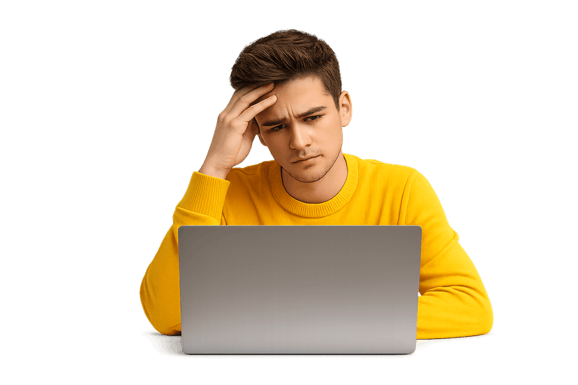 Frustrated person staring at laptop